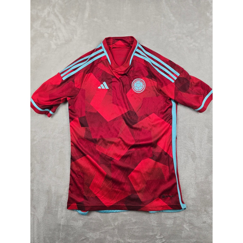 Adidas Colombia Soccer Jersey Kids 15-16Y Red Away 2022 HD8853 Aeroready